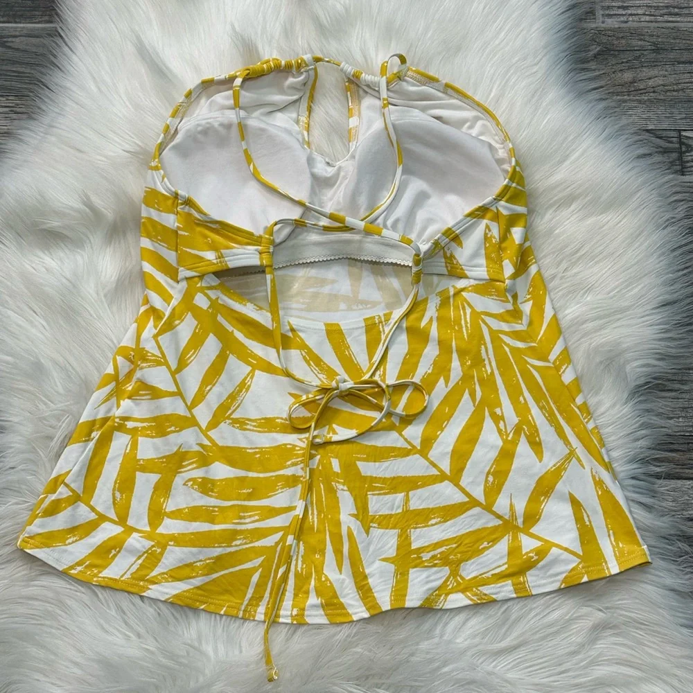 Carmen Marc Valvo Yellow Floral Tankini Swimsuit